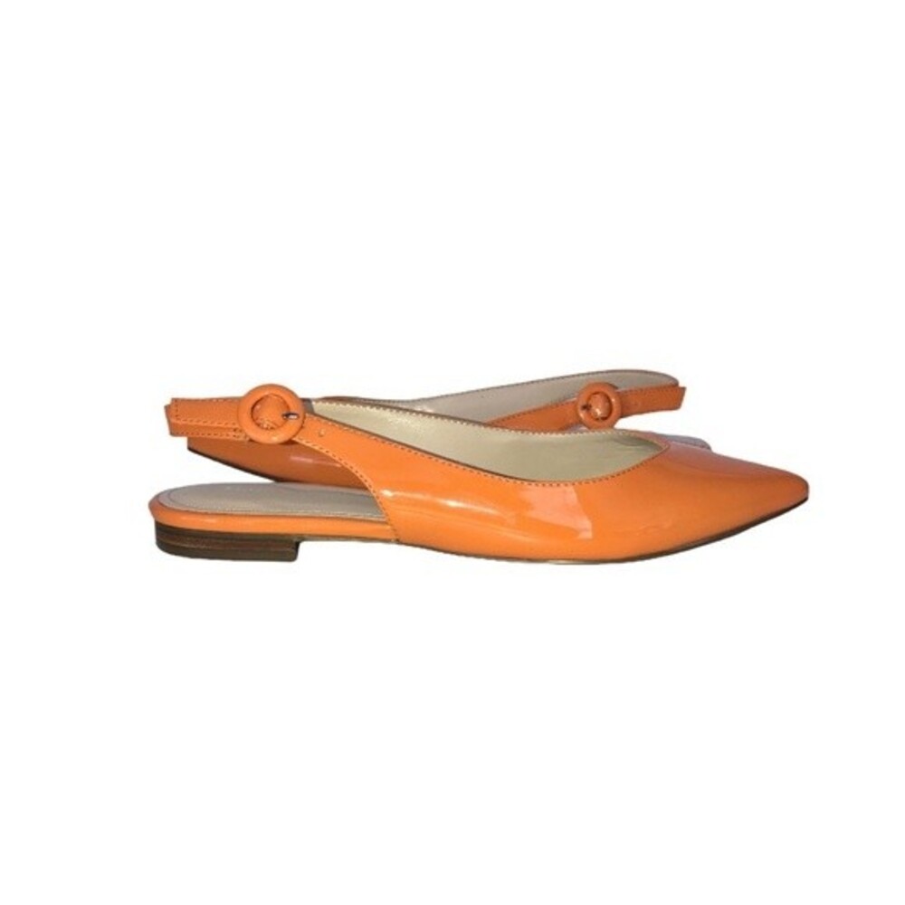 Marc Fisher Anson Slingback Ballet Flats Orange Patent Faux Leather Shoes Size 6 - Picture 2 of 8